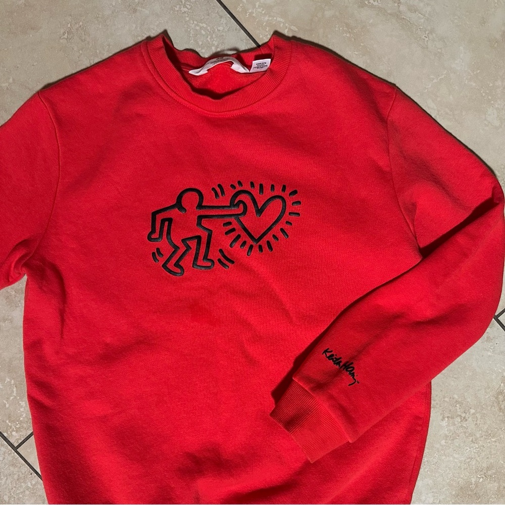 Red Keith Haring H&M Kids US 10-12 Sweater Crew Neck
